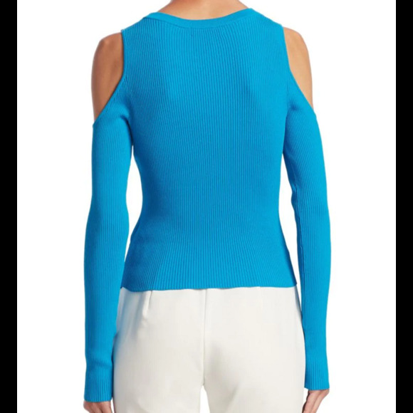 Scripted Turquoise Cut Out Ribbed Sweater-M - Picture 2 of 3